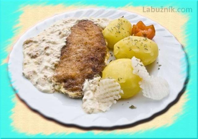 Smažené řízky pečené s creme fraiche a smetanou